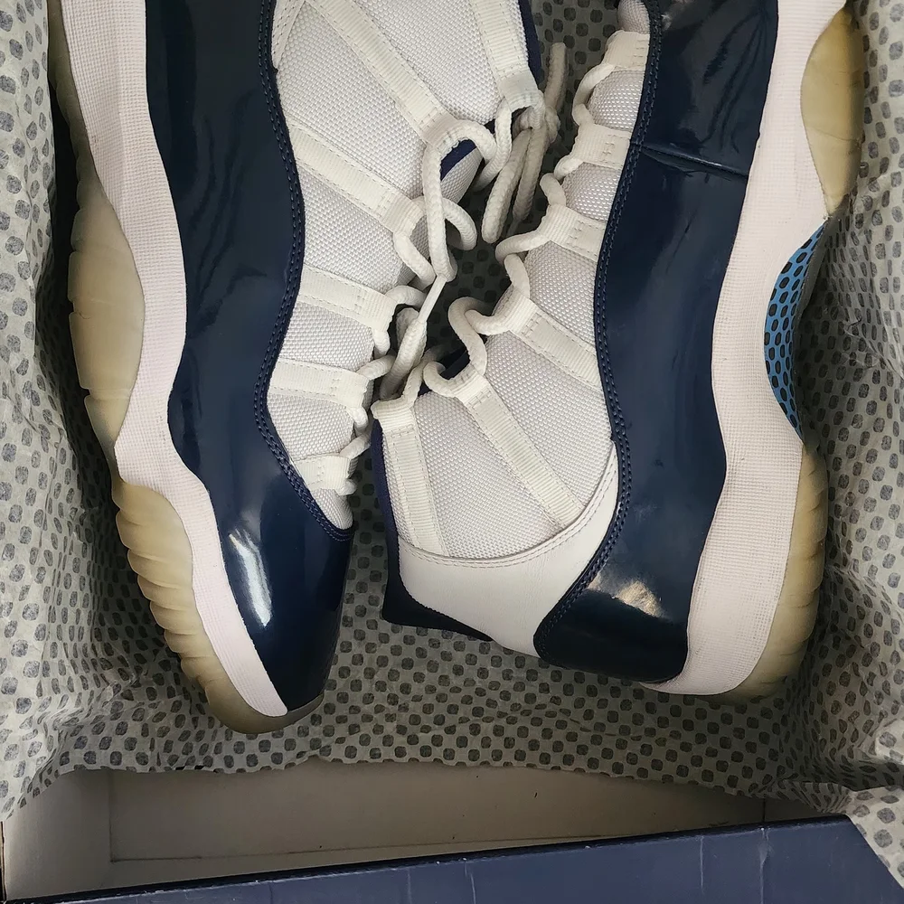 Jordan Navy and White High-Top Sneakers - Picture 8 of 12